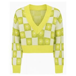 Madden NYC Green Retro Floral Sweater Large